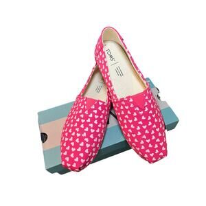 Pink Heart Toms Size 8 - NWT